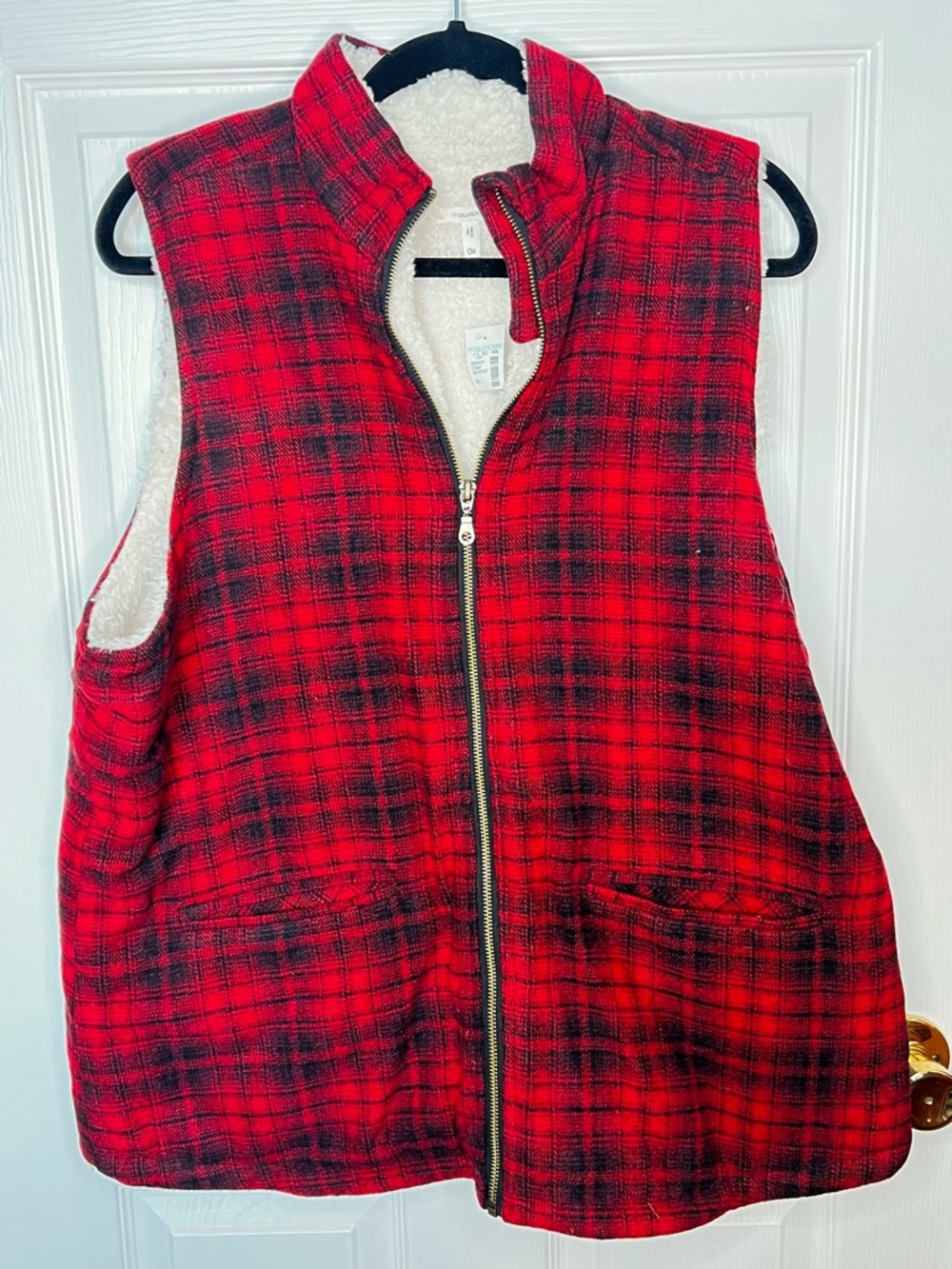 Maurices Buffalo Plaid Sherpa Lined Vest NWT 0X